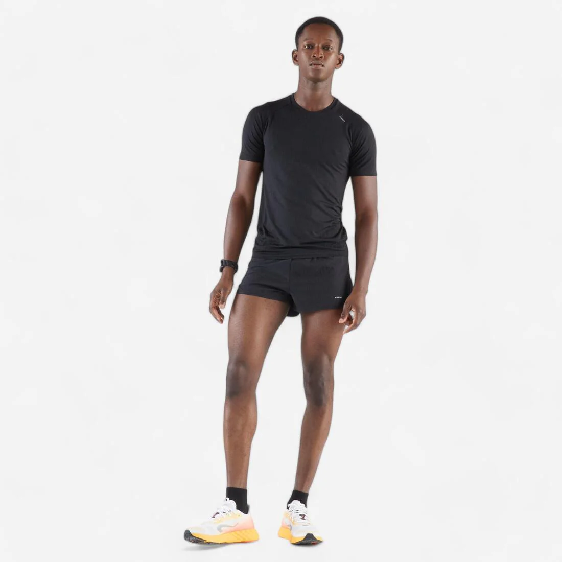 Short de running negro para hombre Kiprun Run 500 Confort Split - Image 3