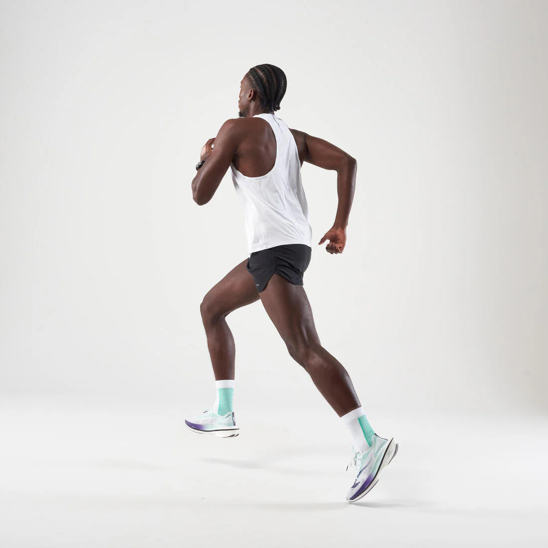Short de running negro para hombre Kiprun Run 500 Confort Split - Image 7
