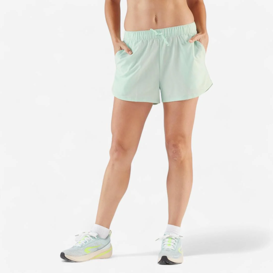 Short de running y trail transpirable verde para mujer Kiprun Run 500