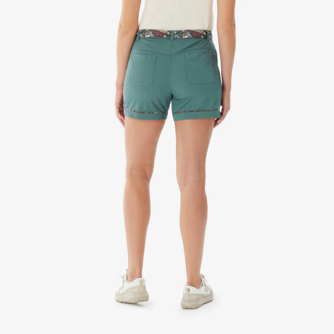 Short de senderismo con 6 bolsillos verde para mujer NH500 - Image 3
