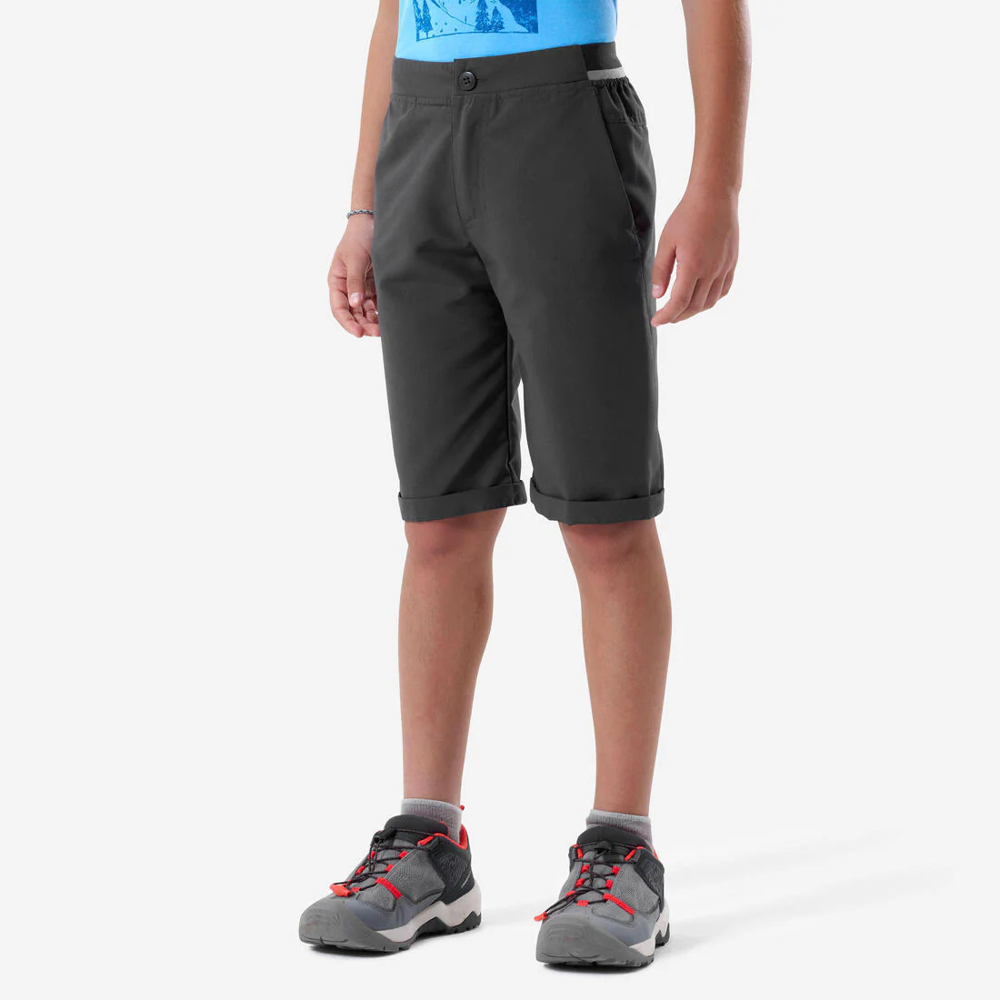 Short de senderismo -  MH100 gris oscuro - niños 7 -15 años -