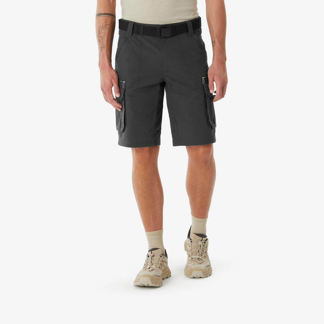 Short de senderismo tipo cargo gris para hombre NH500