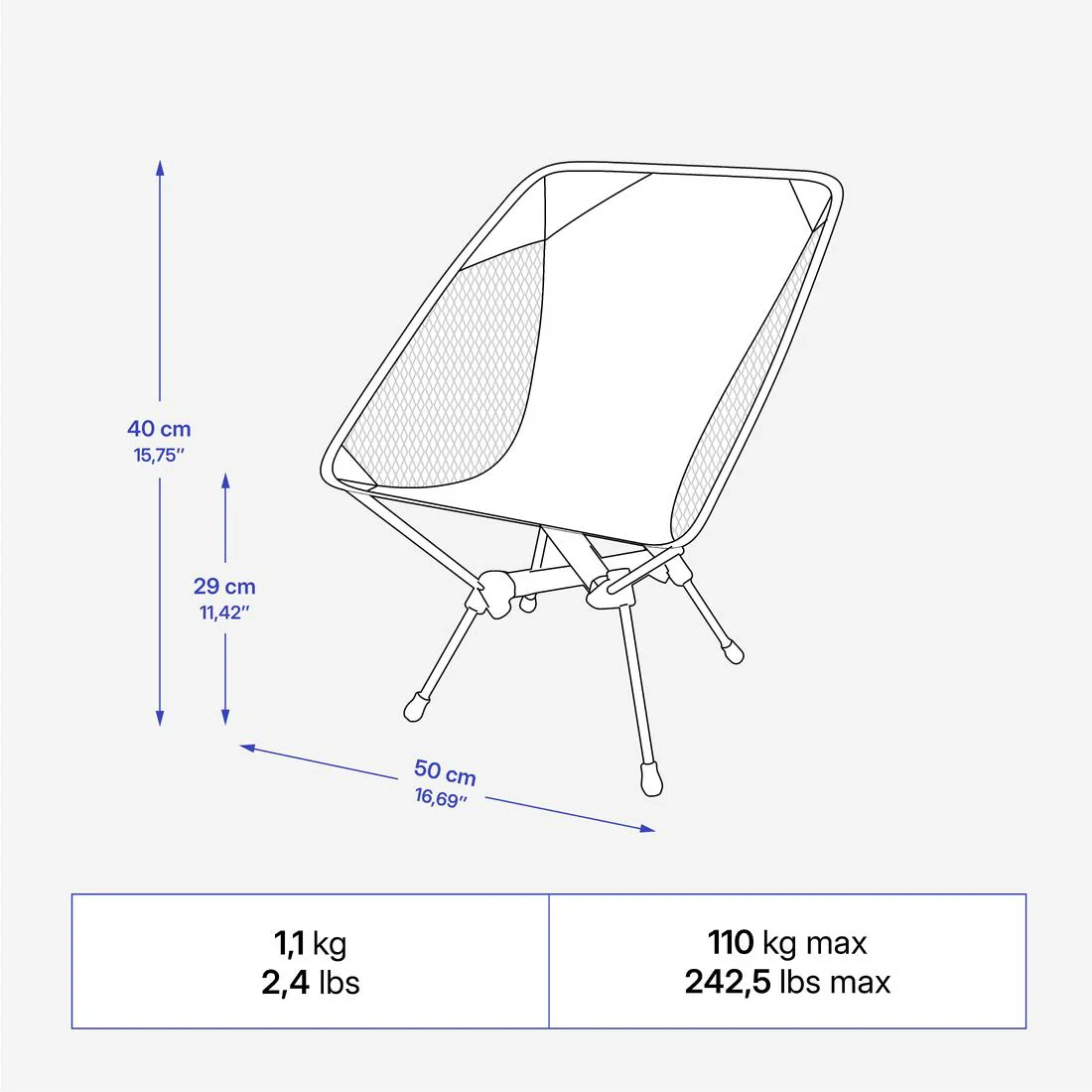 Silla baja de camping plegable y ultra compacta 500 - Image 10