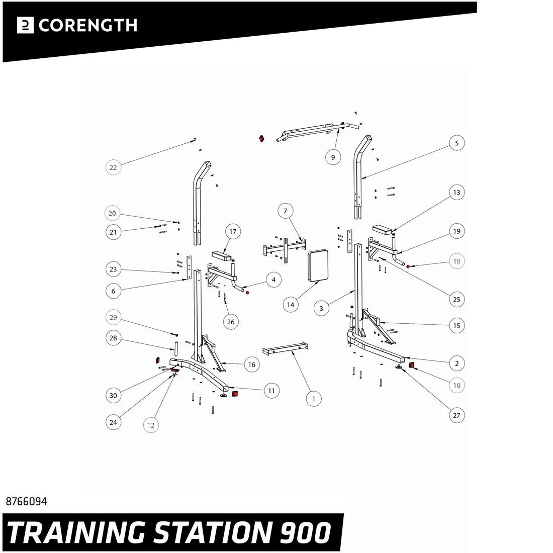 Conteras de plástico para silla romana Training Station 900 - Image 3
