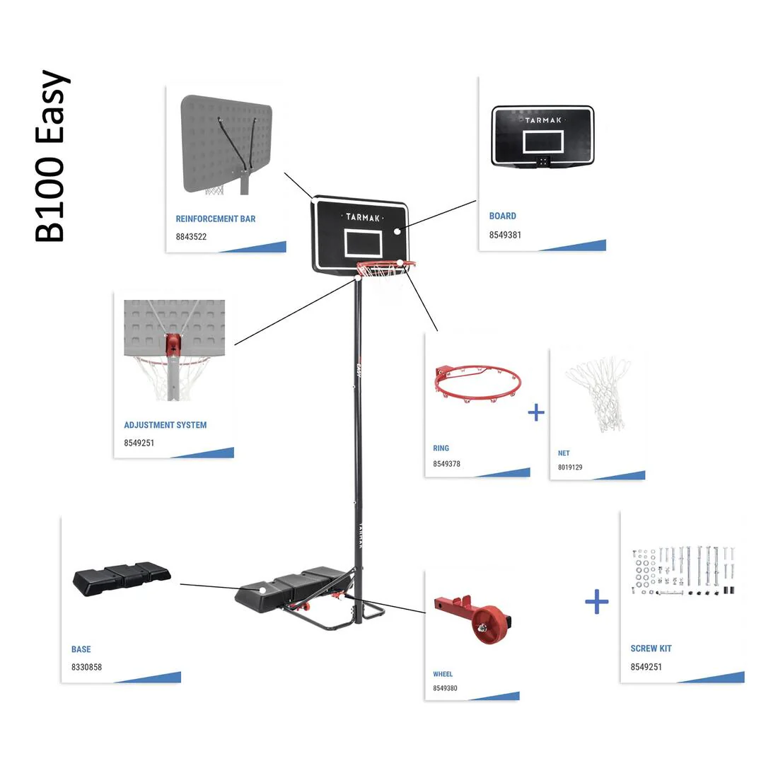 Sistemas de ruedas para canasta de basquetbol B100 Easy - Image 2