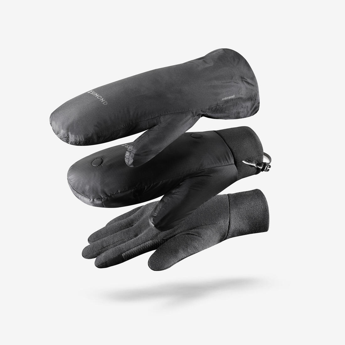 Sobreguantes de trekking impermeables negros para adulto MT500 - Image 9