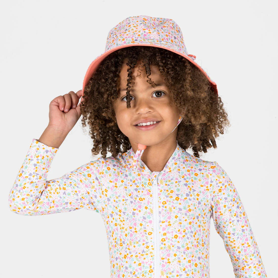 Sombrero de natación reversible anti-UV azul con estampado de sabana para bebé - Image 2