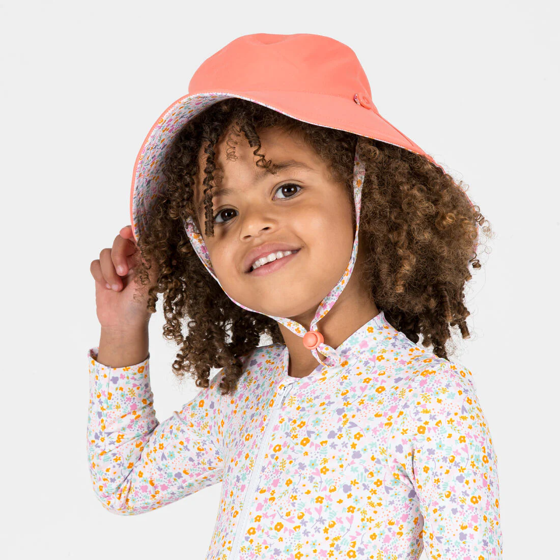Sombrero de natación reversible anti-UV azul con estampado de sabana para bebé - Image 4