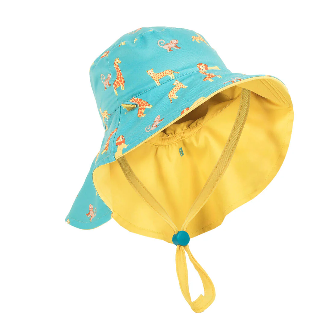 Sombrero de natación reversible anti-UV azul con estampado de sabana para bebé - Image 9