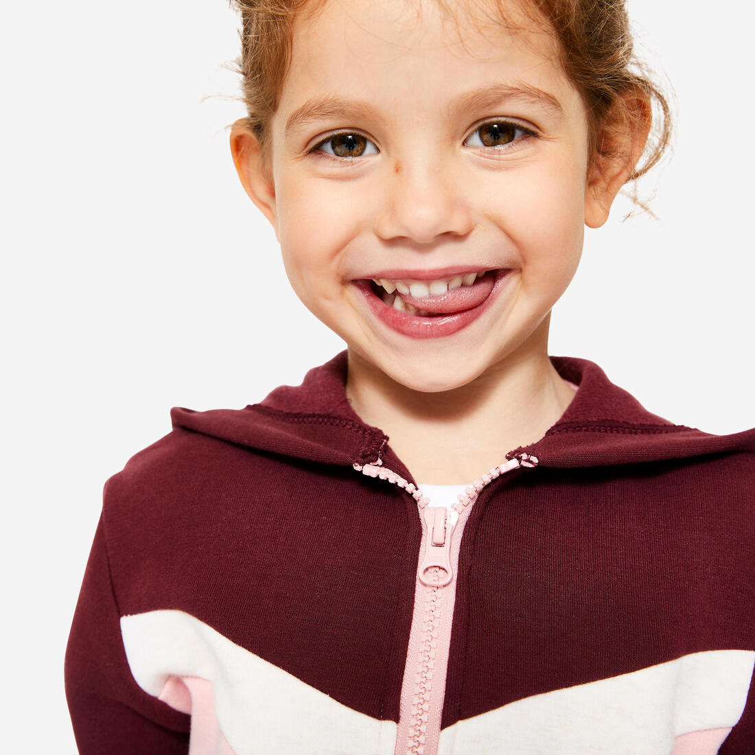 Sudadera básica con cierre burdeos/rosa para niños - Image 3