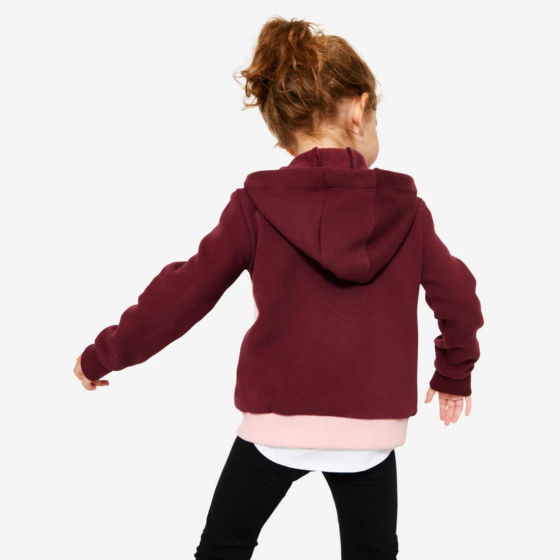 Sudadera básica con cierre burdeos/rosa para niños - Image 4