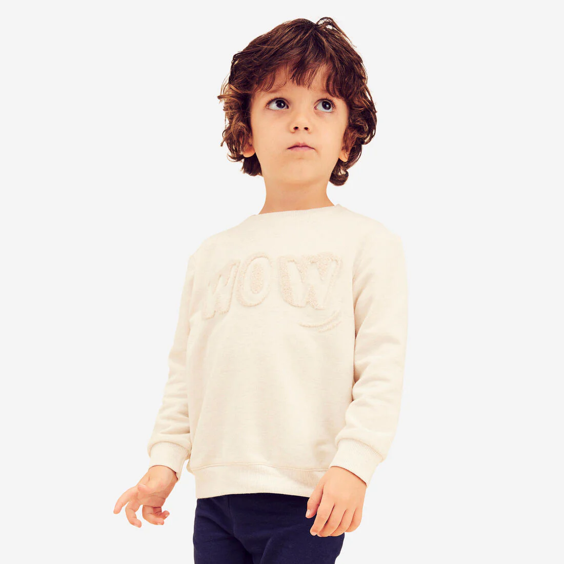 Sudadera básica con estampado beige para niños