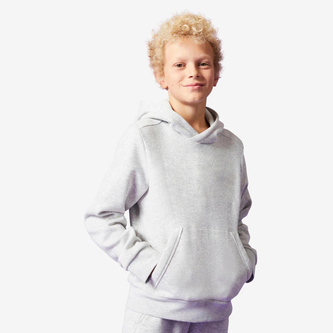 Sudadera Capucha Niños Gris Claro Algodón