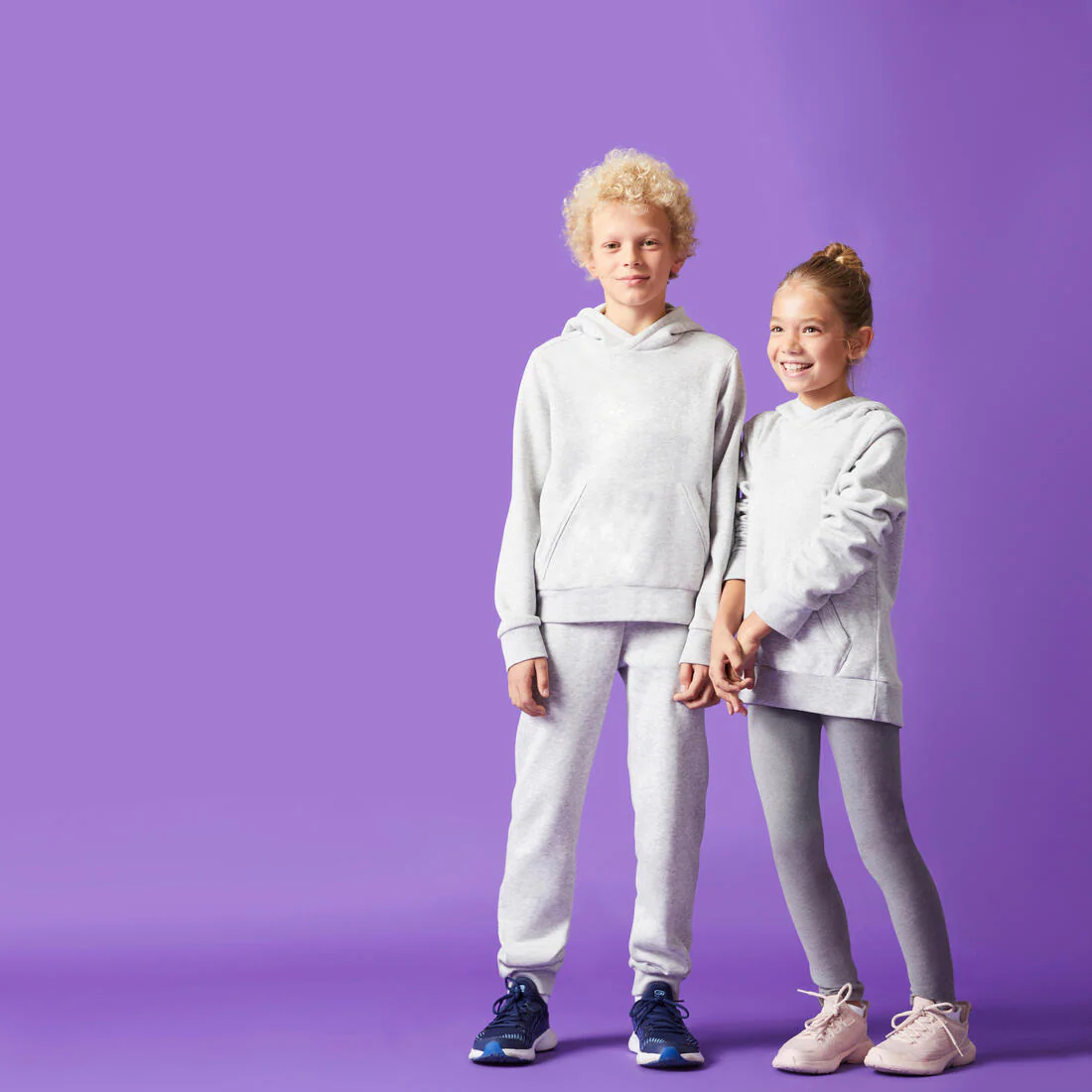 Sudadera Capucha Niños Gris Claro Algodón - Image 4