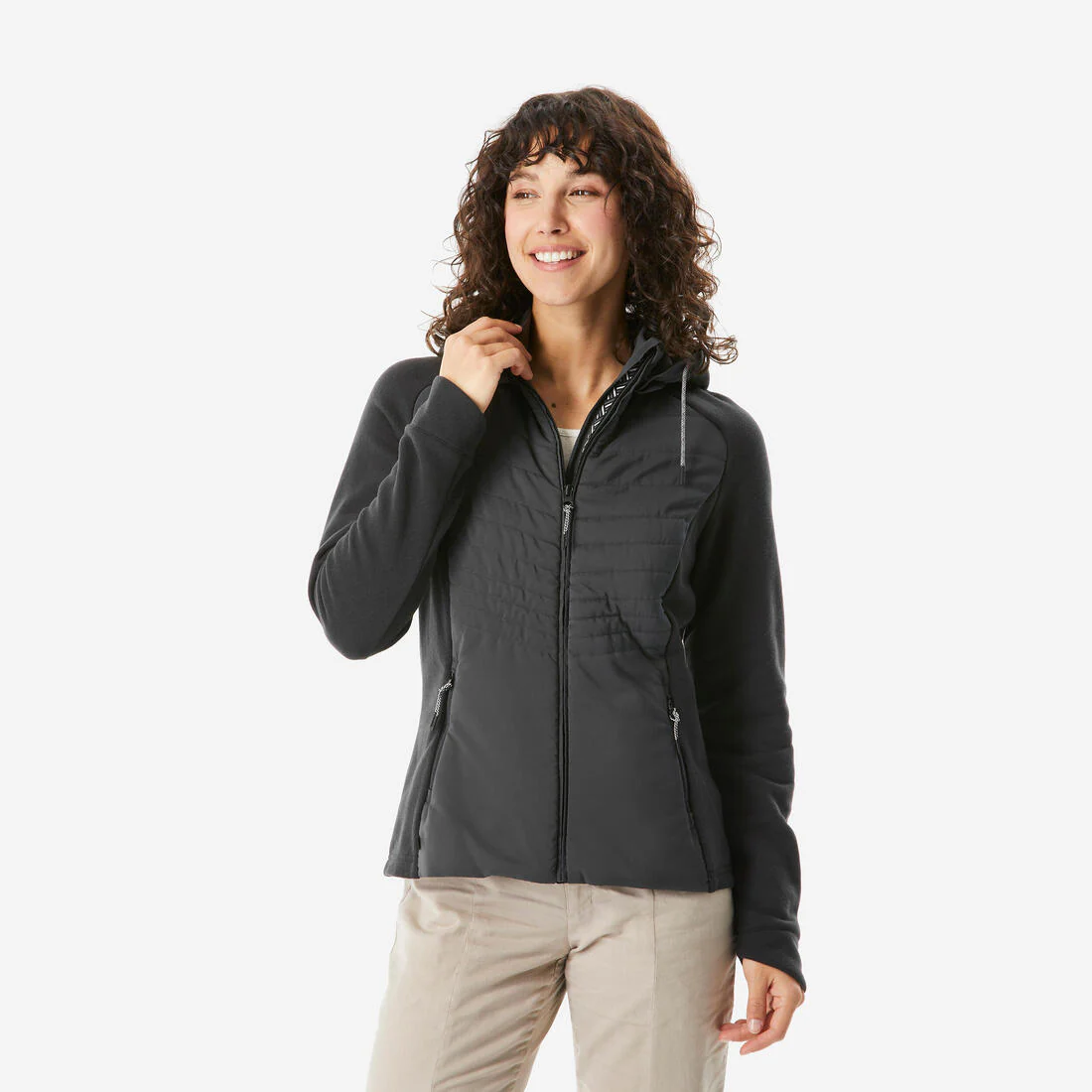 Sudadera con capucha de senderismo para mujer NH500 Hybrid
