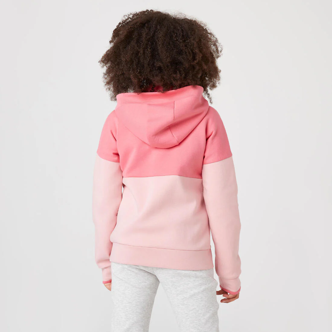 Sudadera de algodón transpirable con cierre y capucha para niños 900 - Rosa