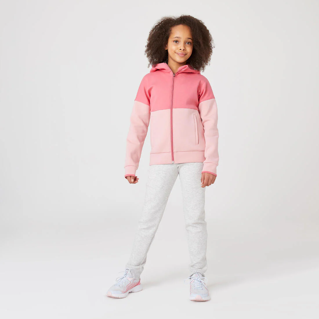 Sudadera de algodón transpirable con cierre y capucha para niños 900 - Rosa - Image 5