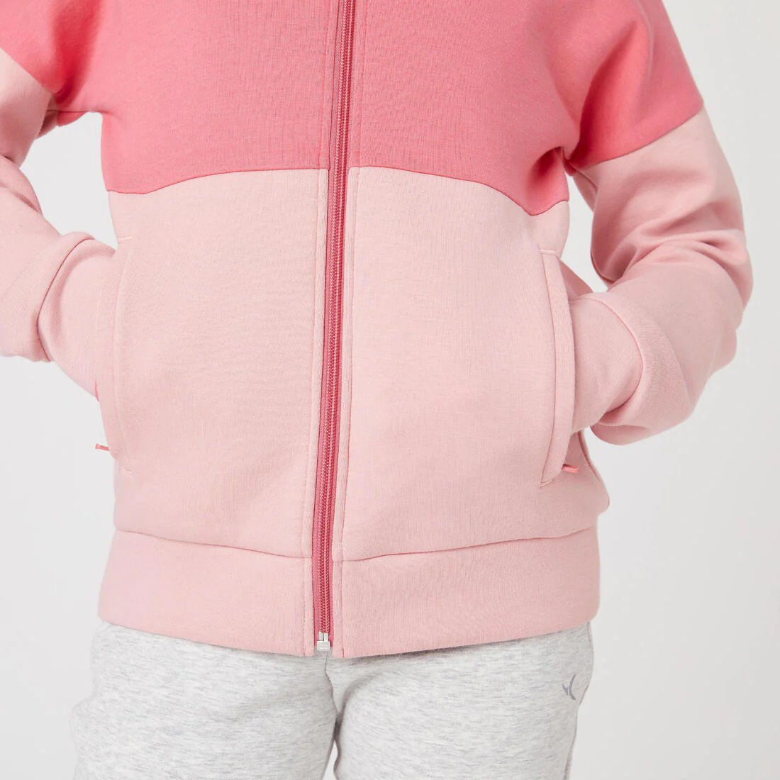 Sudadera de algodón transpirable con cierre y capucha para niños 900 - Rosa - Image 6