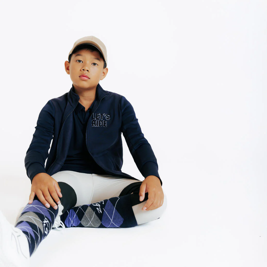 Sudadera de equitación con cierre azul marino para niños 500 - Image 2