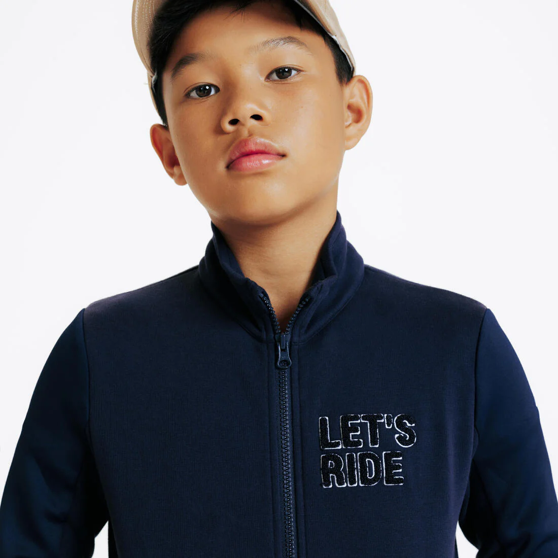 Sudadera de equitación con cierre azul marino para niños 500 - Image 3