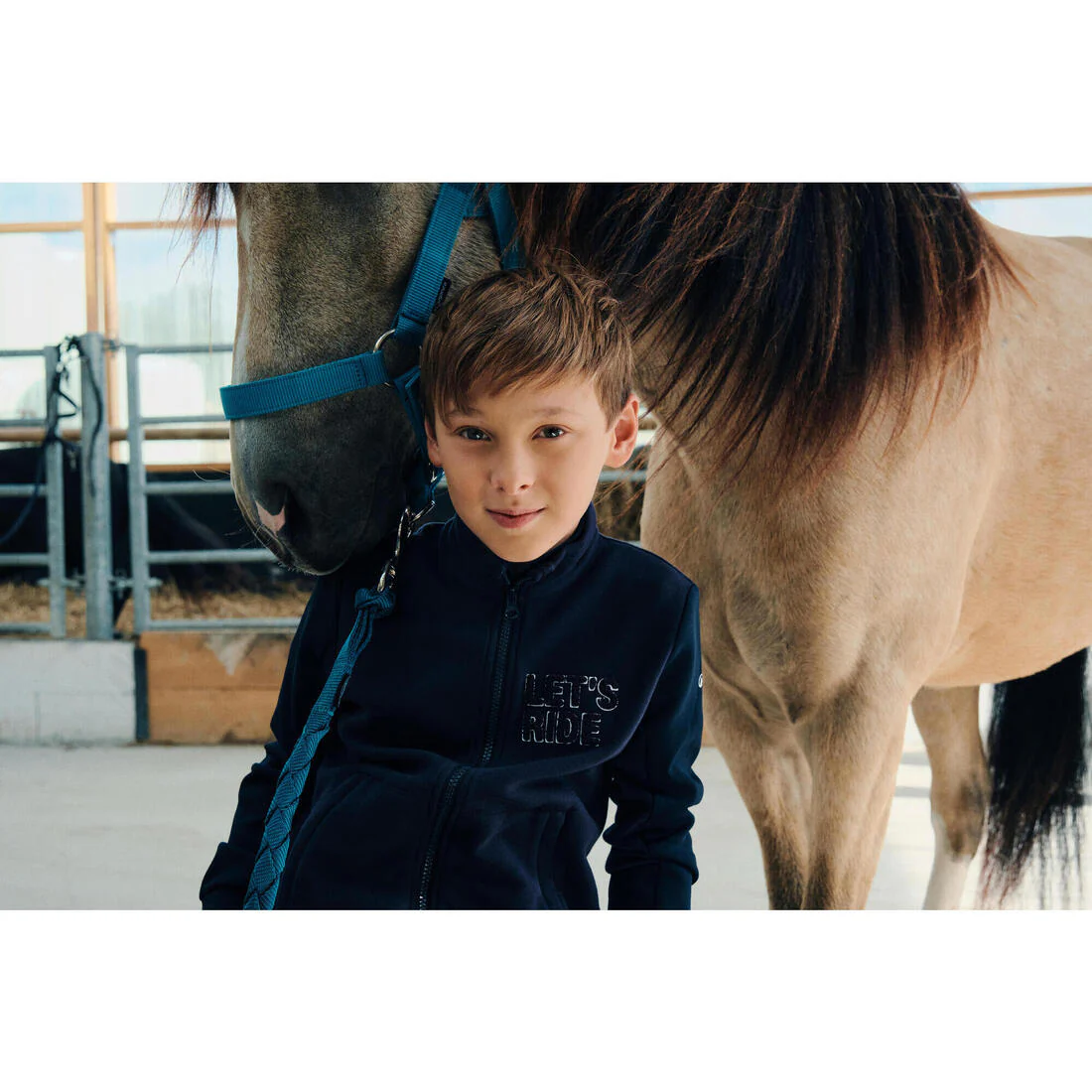 Sudadera de equitación con cierre azul marino para niños 500 - Image 8