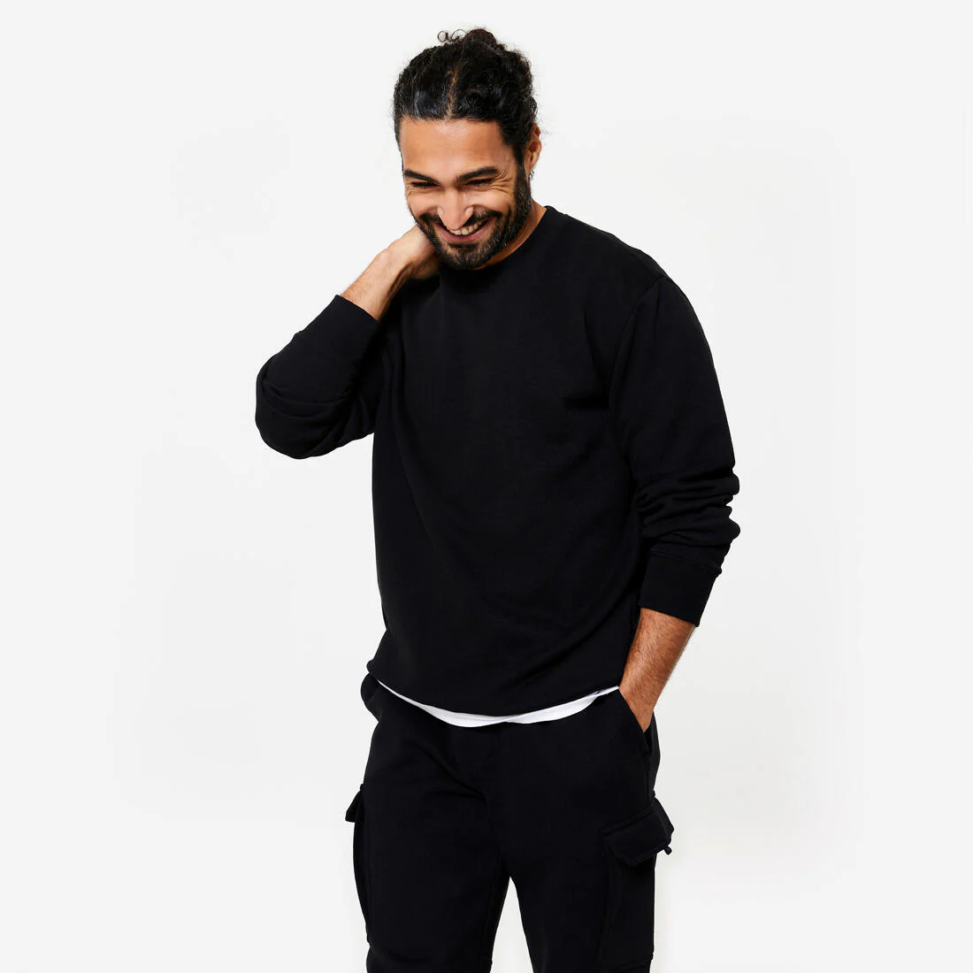 Sudadera de fitness cálida de muletón negra para hombre - Image 2