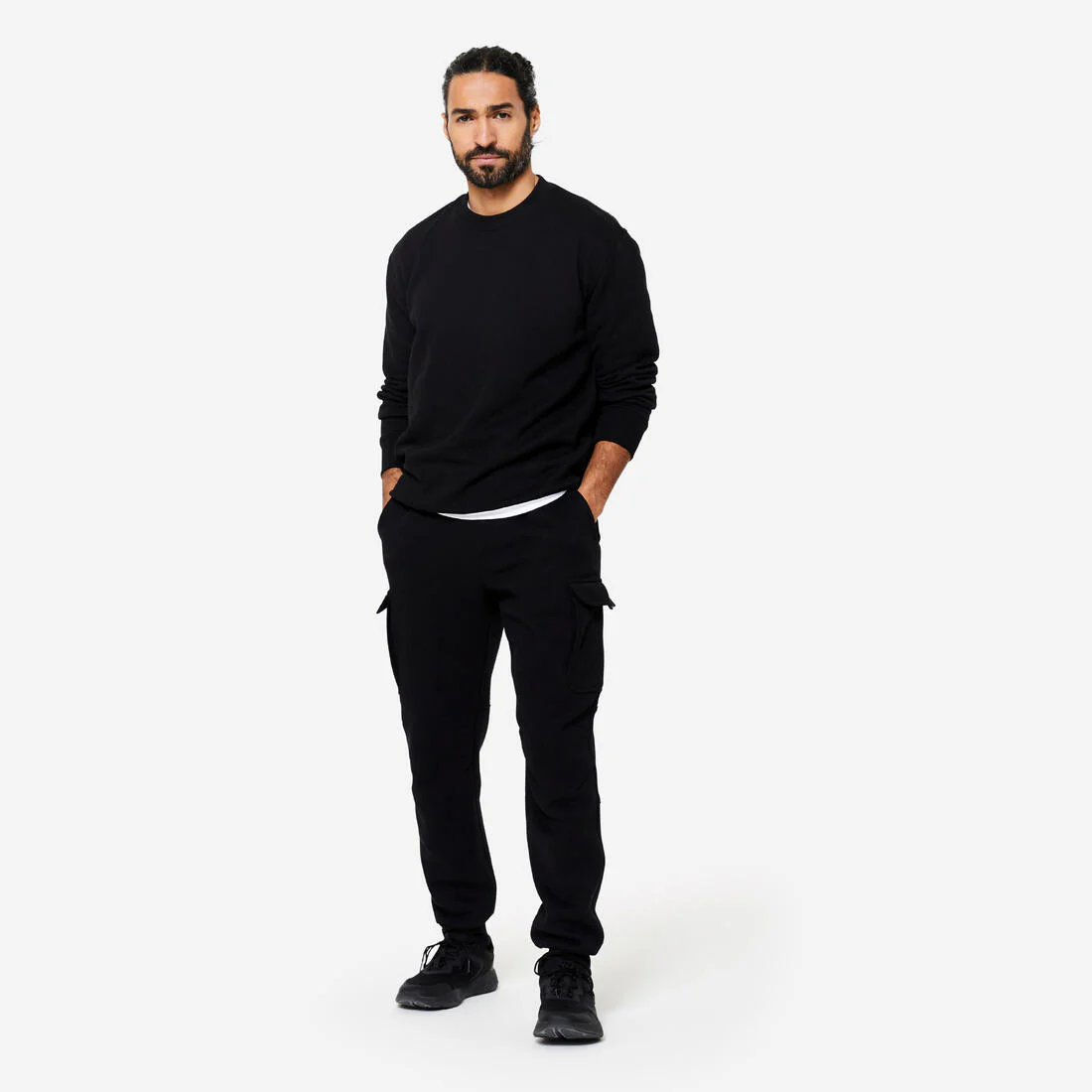 Sudadera de fitness cálida de muletón negra para hombre - Image 8