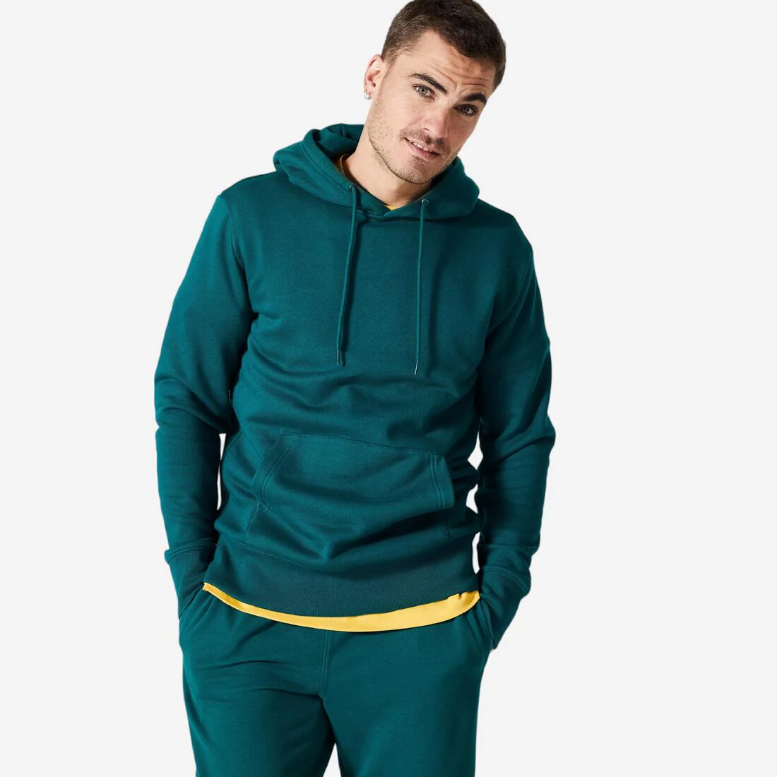 Sudadera de fitness con capucha en lino para hombre 500 Essential - Image 3