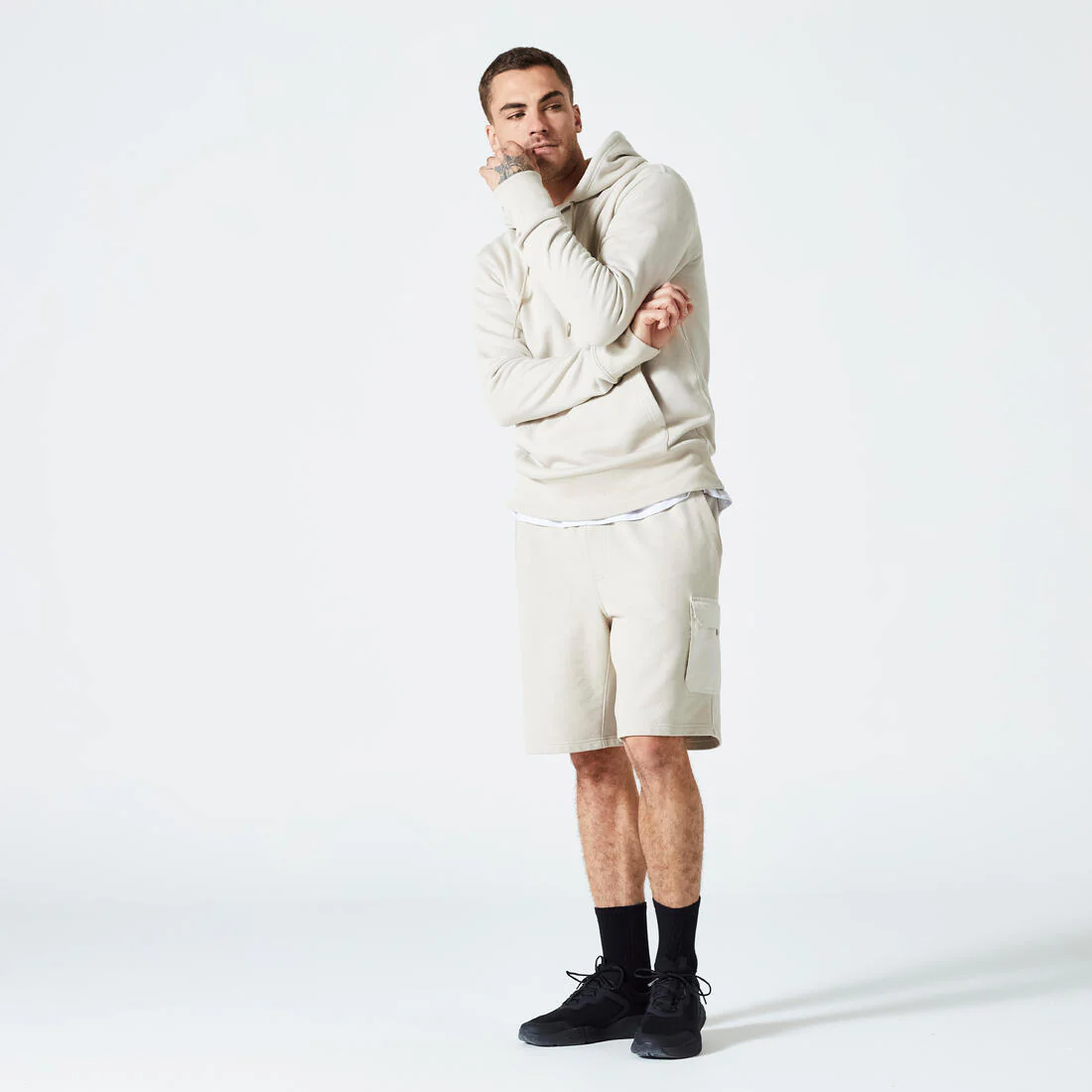 Sudadera de fitness con capucha en lino para hombre 500 Essential - Image 4