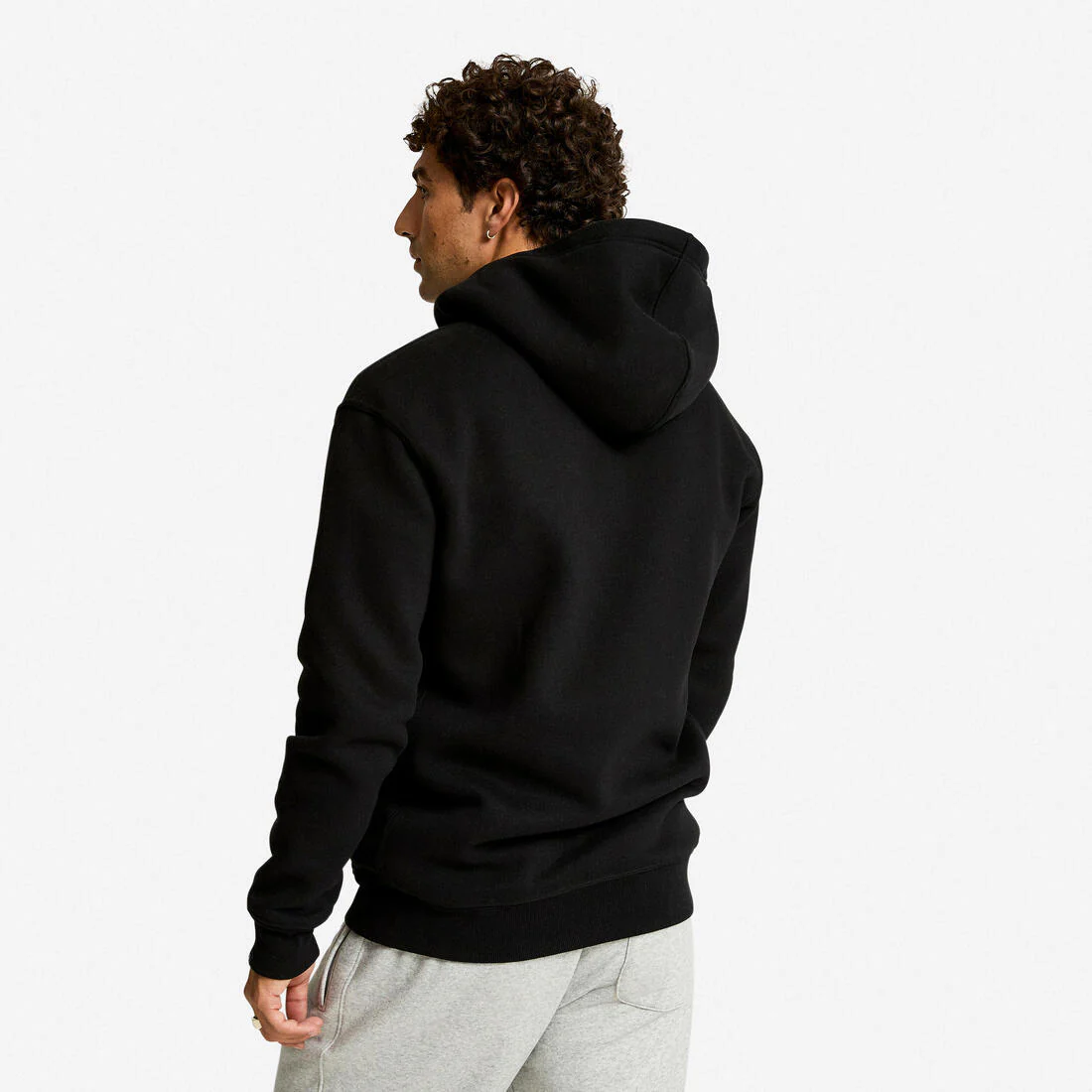 Sudadera de fitness con capucha y cierre negra para hombre - Image 3