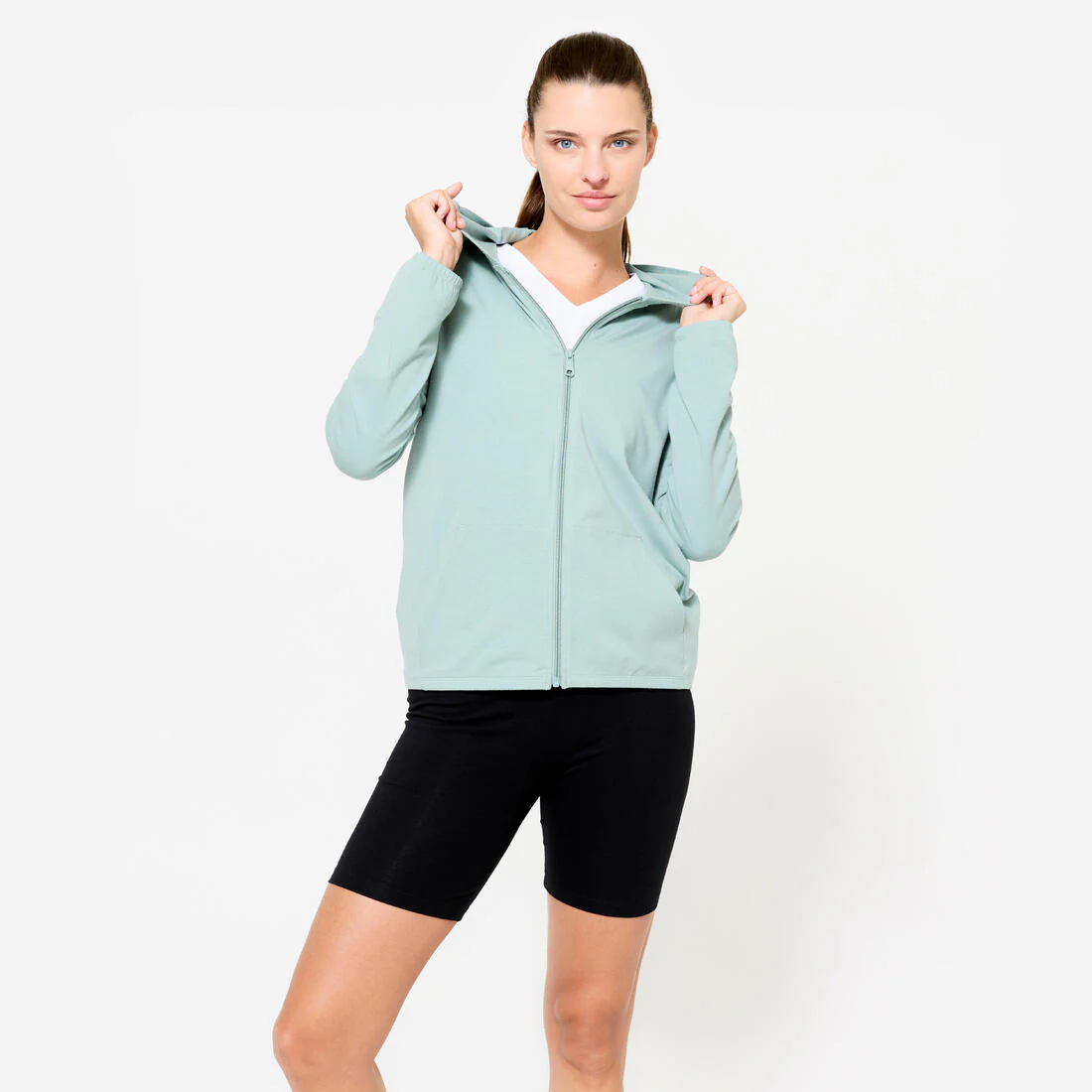 Sudadera de fitness con cierre negra para mujer 100 - Image 2