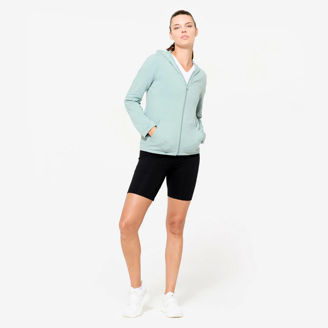 Sudadera de fitness con cierre negra para mujer 100 - Image 8