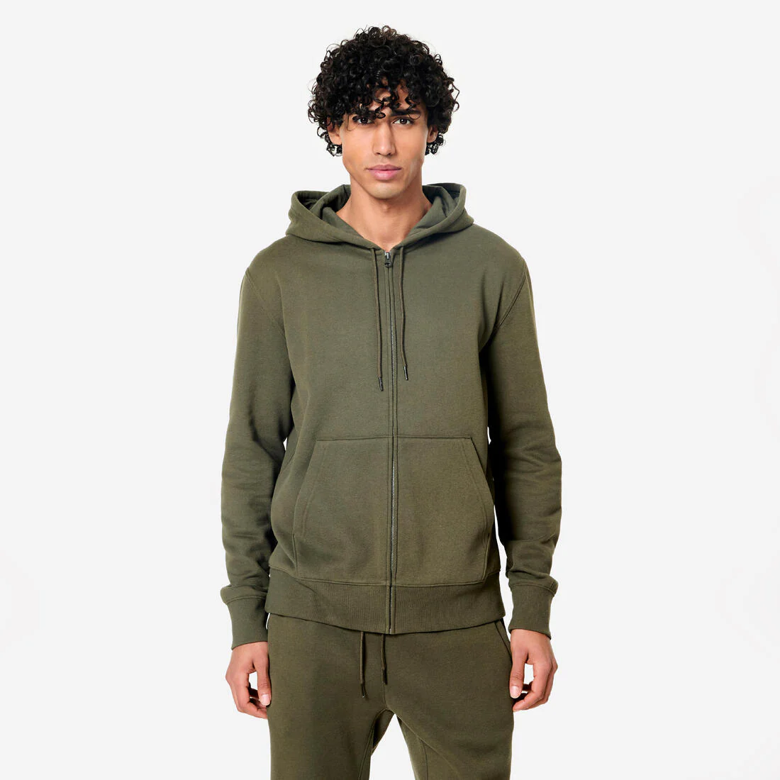 Sudadera de fitness con cierre y capucha azul oscuro para hombre 500 Essential