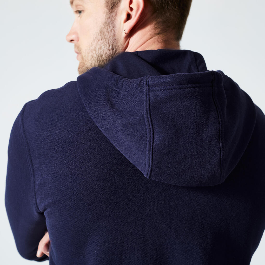 Sudadera de fitness con cierre y capucha azul oscuro para hombre 500 Essential - Image 12