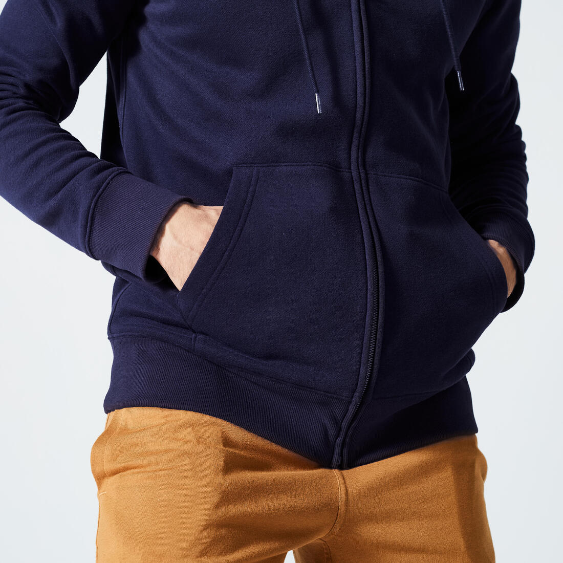 Sudadera de fitness con cierre y capucha azul oscuro para hombre 500 Essential - Image 13