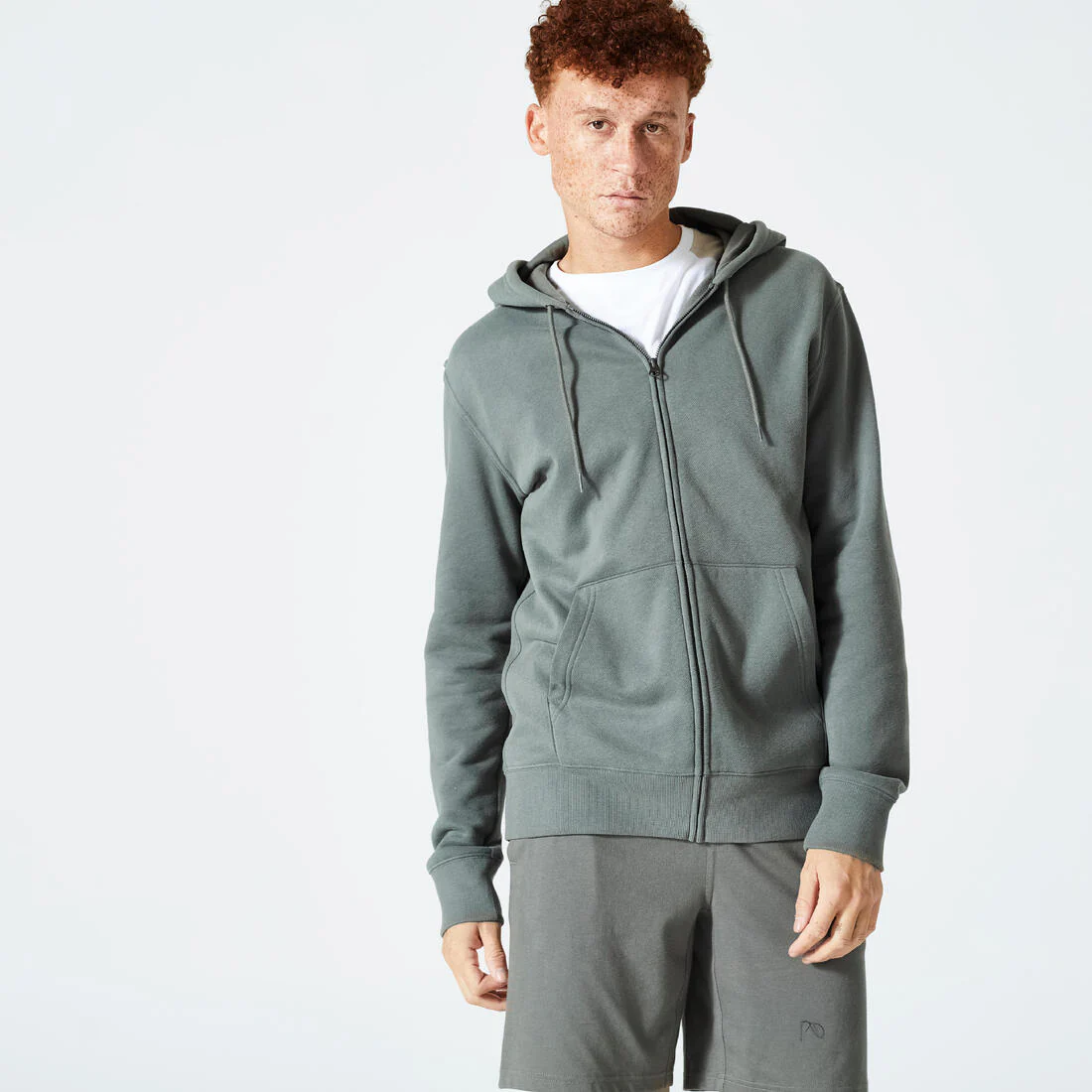 Sudadera de fitness con cierre y capucha azul oscuro para hombre 500 Essential - Image 3