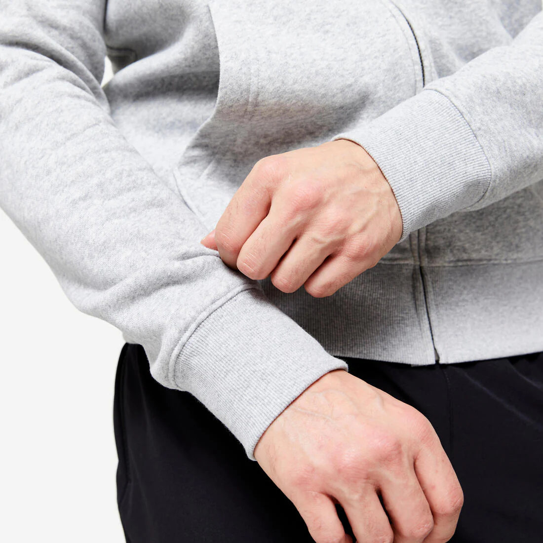 Sudadera de fitness con cierre y capucha gris para hombre 100 - Image 6