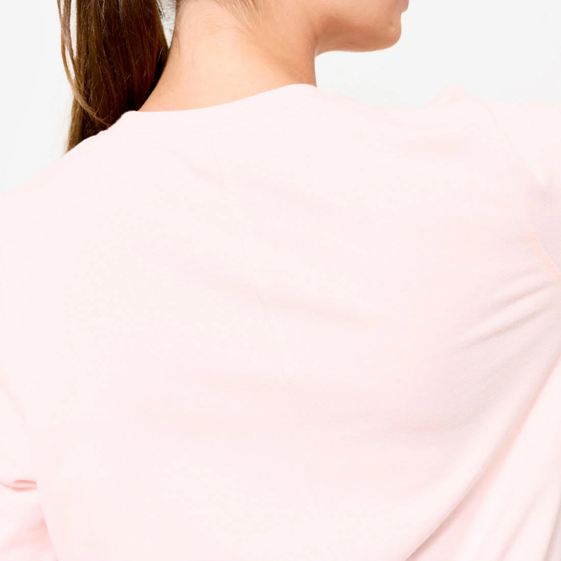 Sudadera de fitness de cuello redondo rosa claro para mujer - Image 5
