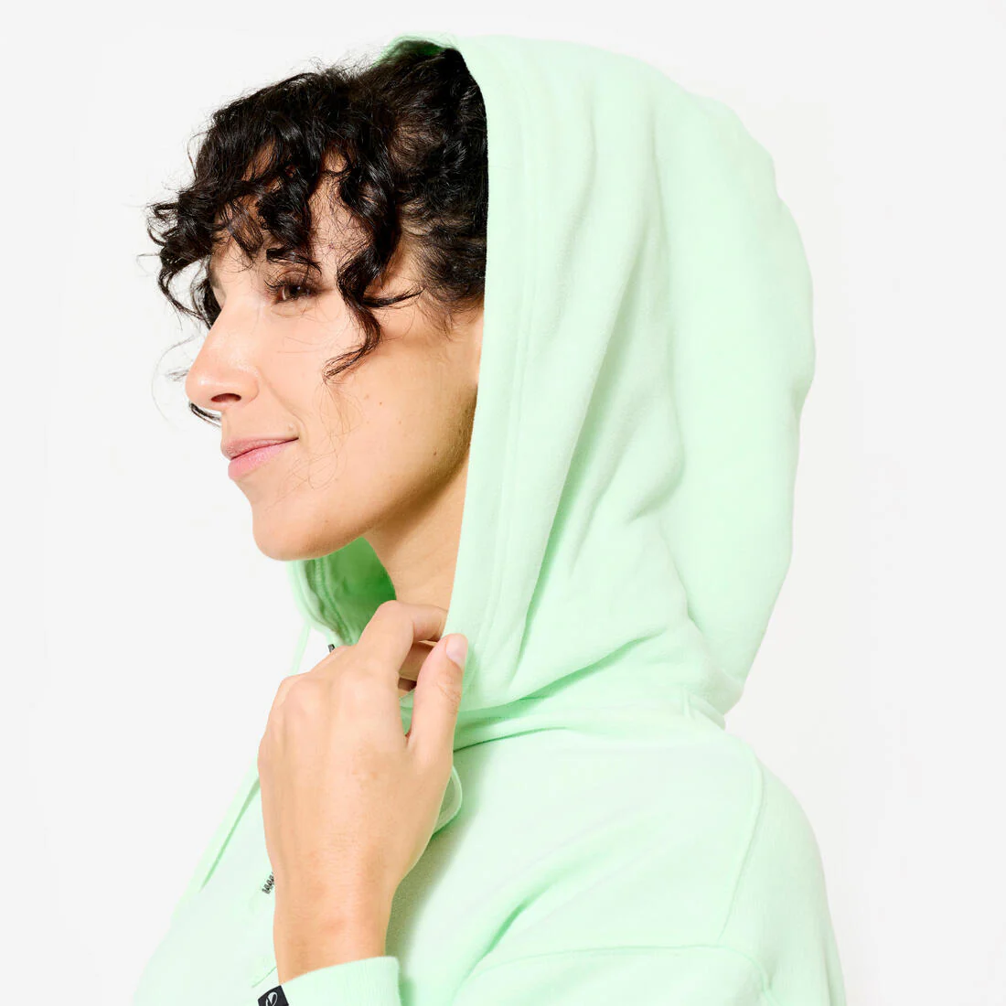 Sudadera de fitness oversized con capucha verde claro para mujer 520 - Image 5