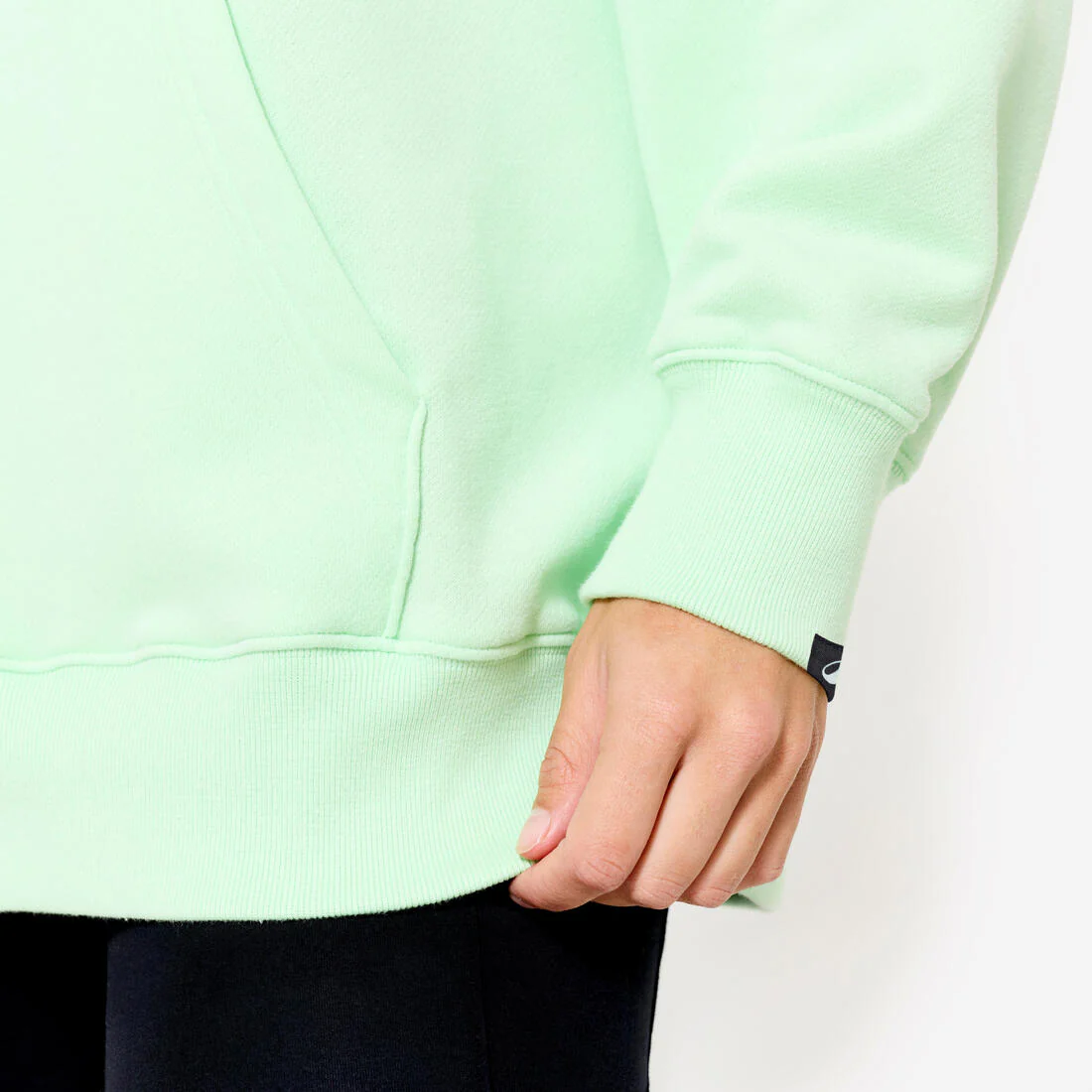 Sudadera de fitness oversized con capucha verde claro para mujer 520 - Image 7