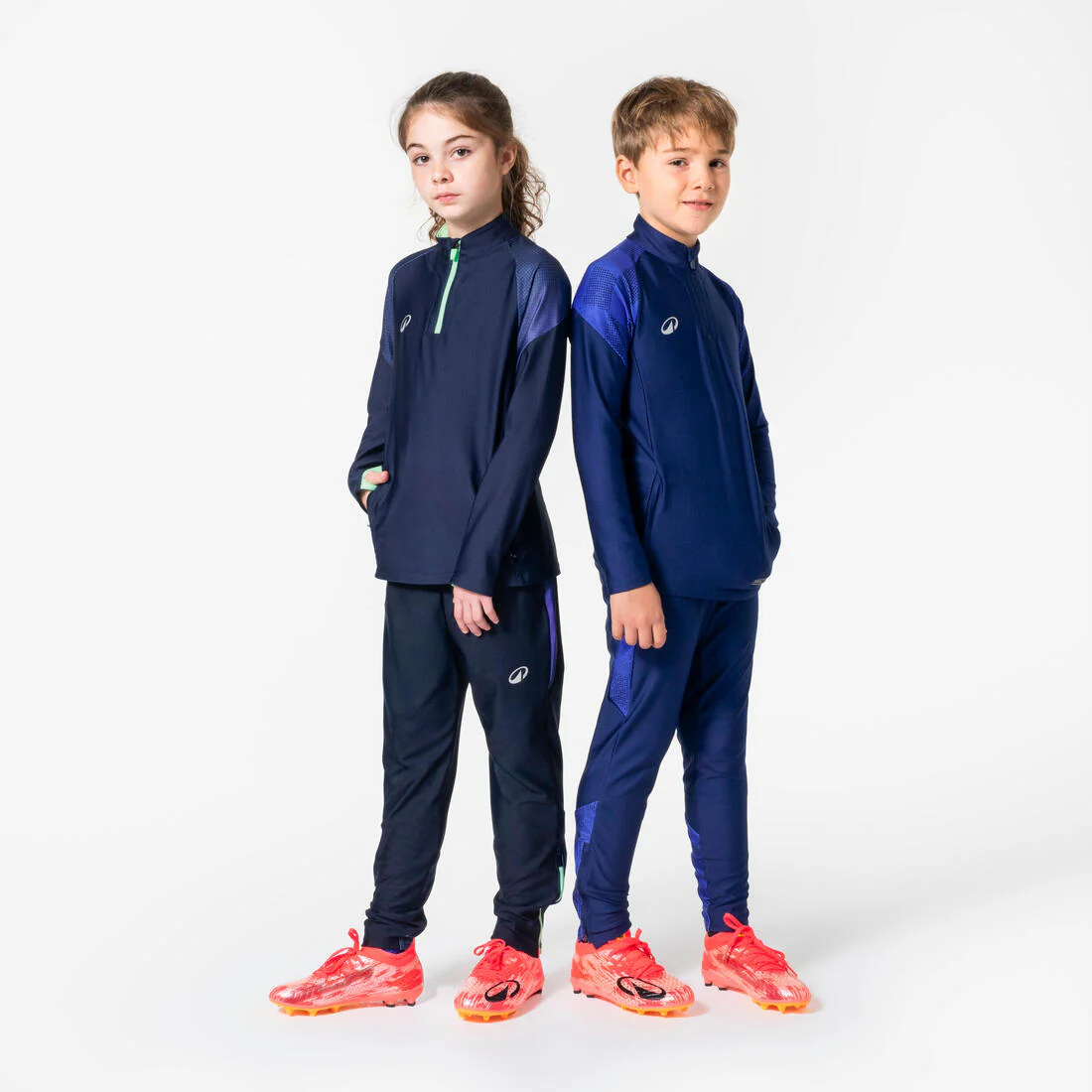 Sudadera de futbol con 1/2 cierre azul marino y rojo para niños Viralto Jr - Image 18