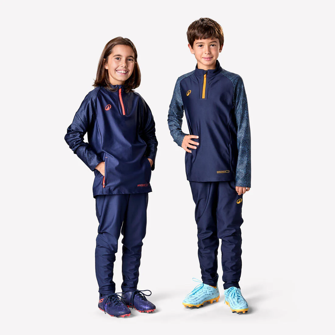 Sudadera de futbol con 1/2 cierre azul marino y rojo para niños Viralto Jr - Image 21