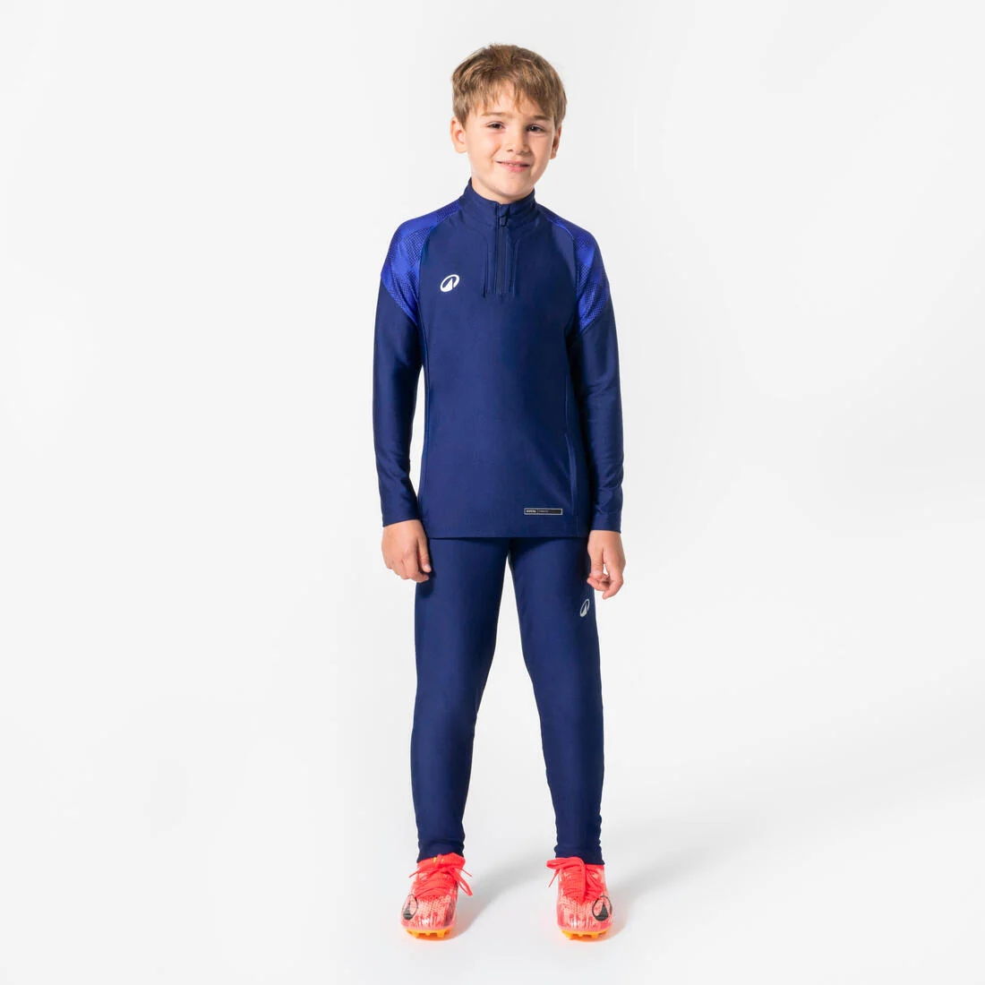 Sudadera de futbol con 1/2 cierre azul marino y rojo para niños Viralto Jr - Image 4