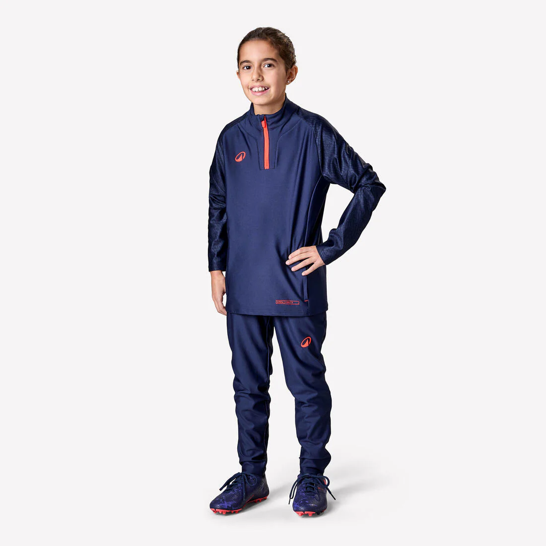 Sudadera de futbol con 1/2 cierre azul marino y rojo para niños Viralto Jr - Image 6