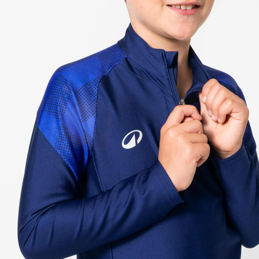 Sudadera de futbol con 1/2 cierre azul marino y rojo para niños Viralto Jr - Image 9