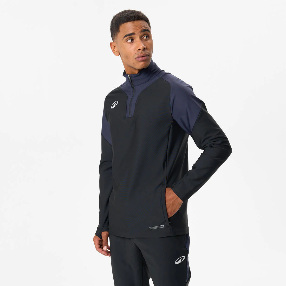 Sudadera de futbol con medio cierre gris carbono con negro Viralto Club