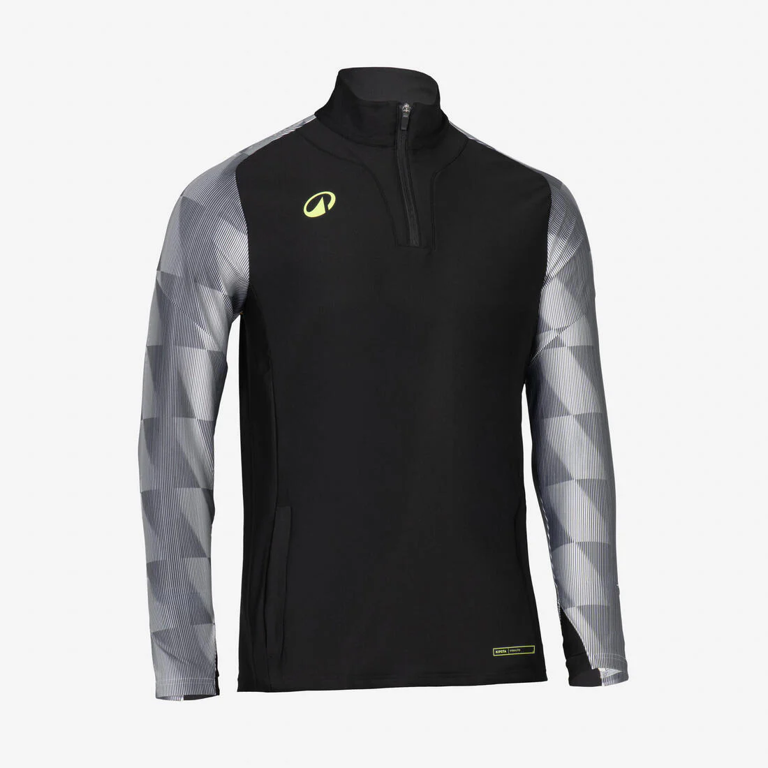 Sudadera de futbol con medio cierre negra y amarilla para adulto Viralto Wave