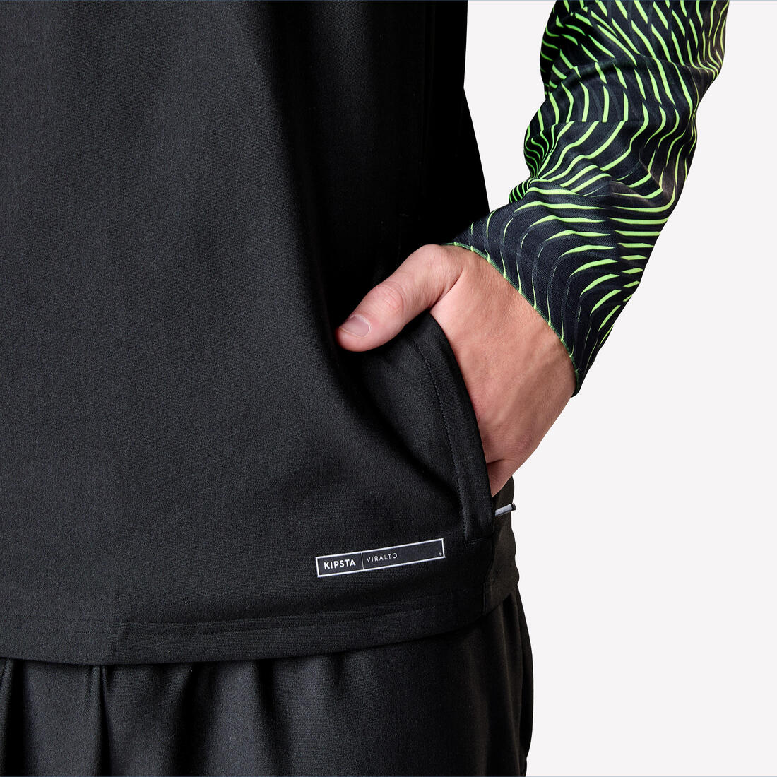 Sudadera de futbol con medio cierre negra y amarilla para adulto Viralto Wave - Image 12