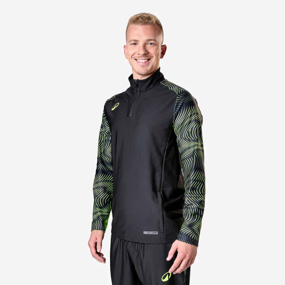 Sudadera de futbol con medio cierre negra y amarilla para adulto Viralto Wave - Image 2