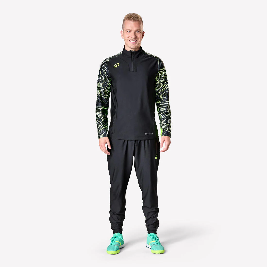 Sudadera de futbol con medio cierre negra y amarilla para adulto Viralto Wave - Image 4